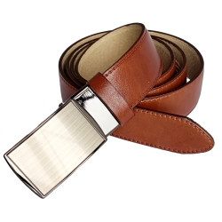 Pánský luxusní kožený společenský opasek s plnou sponou Belts 35-020-A21-48 hnědý