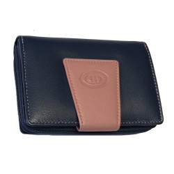 Dámská kožená peněženka DD D 301-62 modrá/růžová