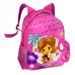 Dětský batůžek 1401 růžový/ holčička s méďou