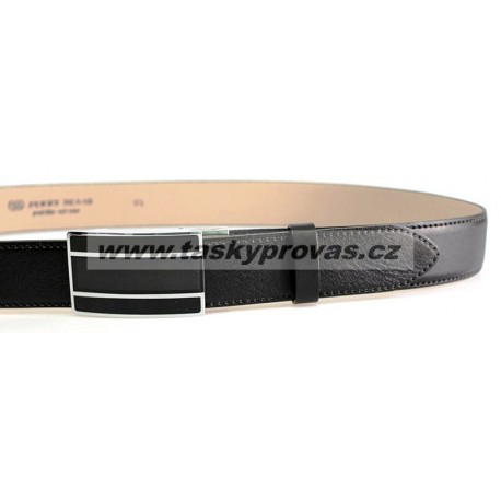 Pánský luxusní kožený společenský opasek s plnou sponou Belts 35-020-A6 černý
