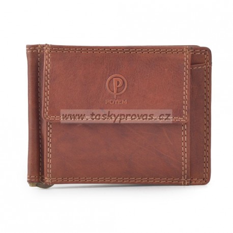 Pánská kožená peněženka dolarka Poyem ANDORA 5210 koňaková
