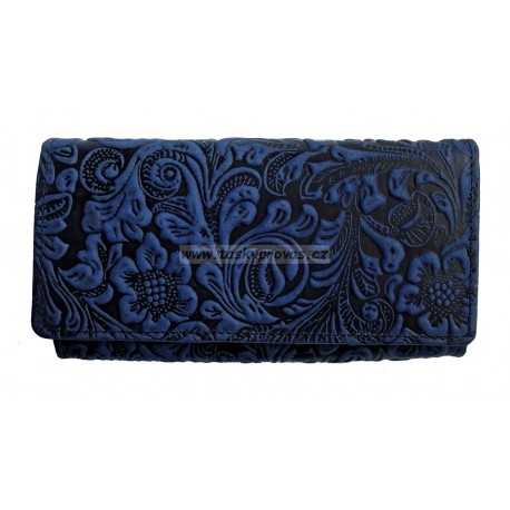 Dámská luxusní kožená peněženka Talacko 12026 modrá ražba