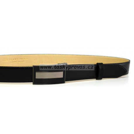 Pánský luxusní kožený společenský opasek s plnou sponou Belts 35-020-A12 černý