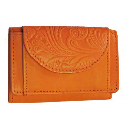 Malá kožená peněženka DD D 919-54 oranžová (ražba)