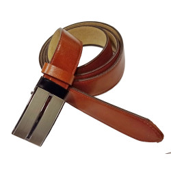 Pánský luxusní kožený společenský opasek s plnou sponou Belts 35-020-A22-48 hnědý
