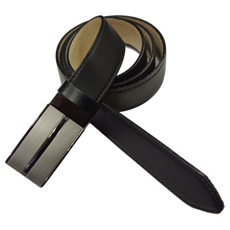 Pánský luxusní kožený společenský opasek s plnou sponou Belts 35-020-A22 černý