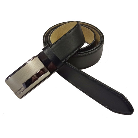 Pánský luxusní kožený společenský opasek s plnou sponou Belts 35-020-A24 černý