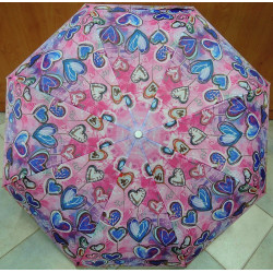Deštník skládací Perletti 25990 růžový/srdíčka
